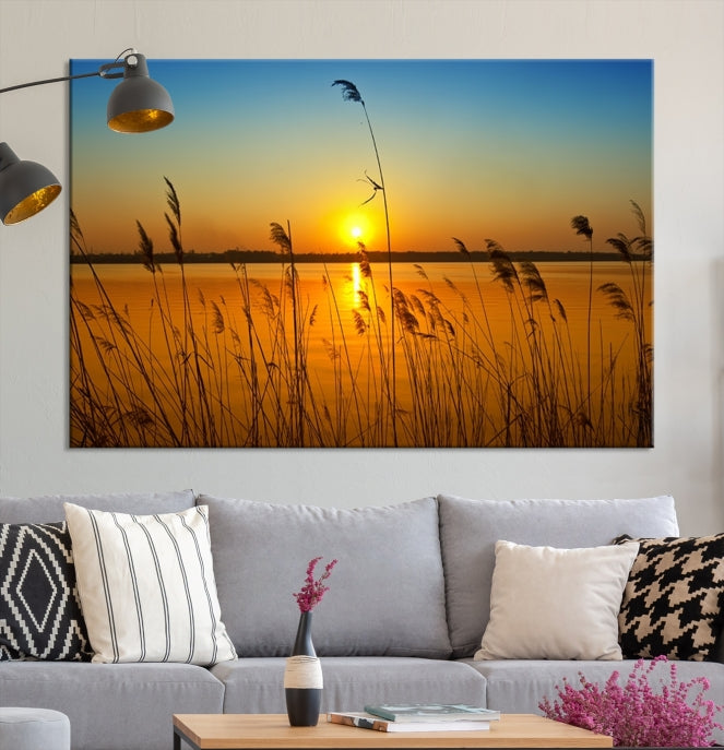 Sunset Behind the Flowers Canvas Print