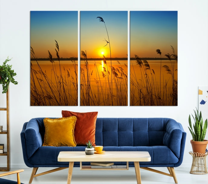 Sunset Behind the Flowers Canvas Print