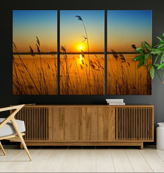 Sunset Behind the Flowers Canvas Print