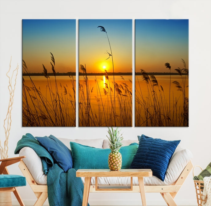 Sunset Behind the Flowers Canvas Print