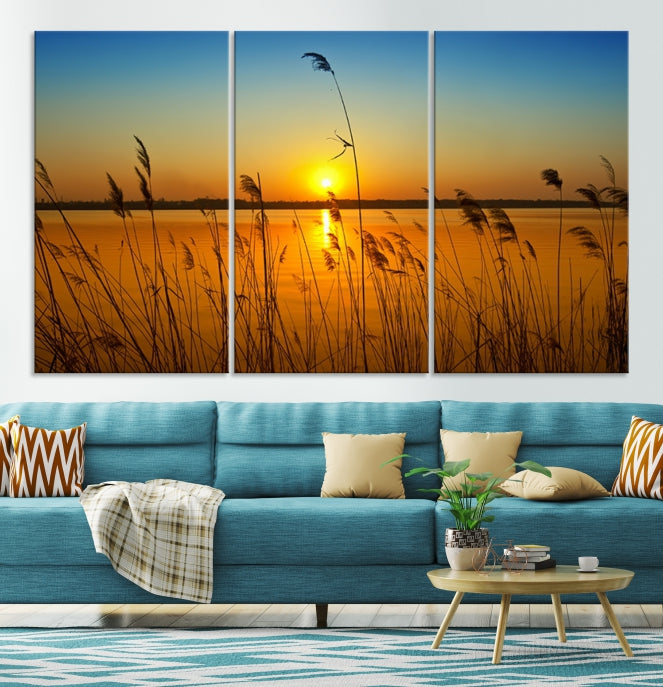 Sunset Behind the Flowers Canvas Print