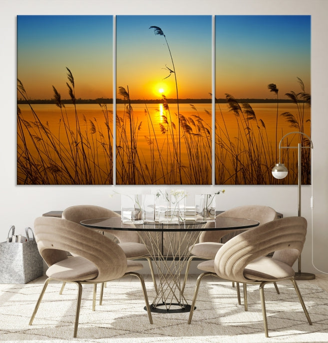 Sunset Behind the Flowers Canvas Print