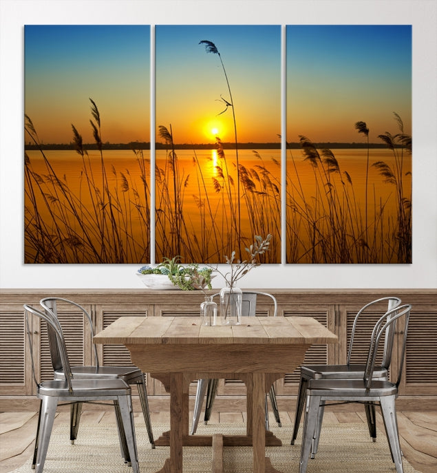 Sunset Behind the Flowers Canvas Print