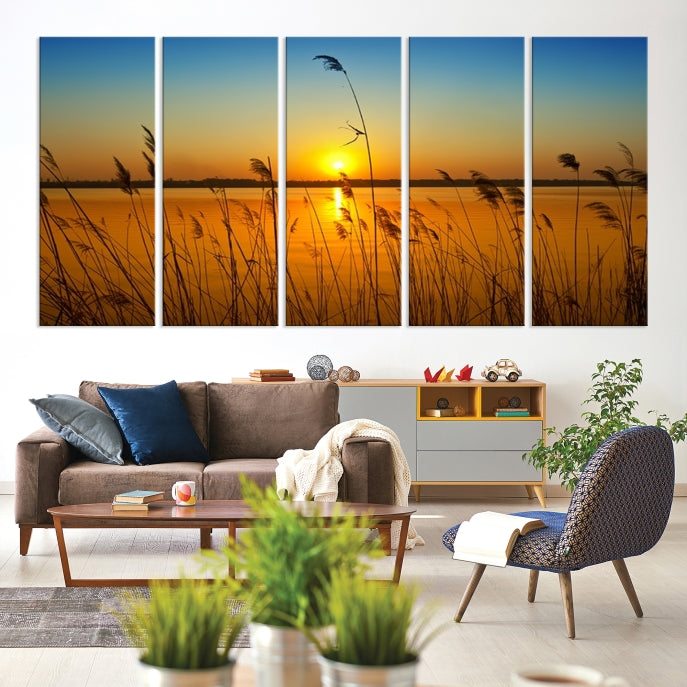 Sunset Behind the Flowers Canvas Print