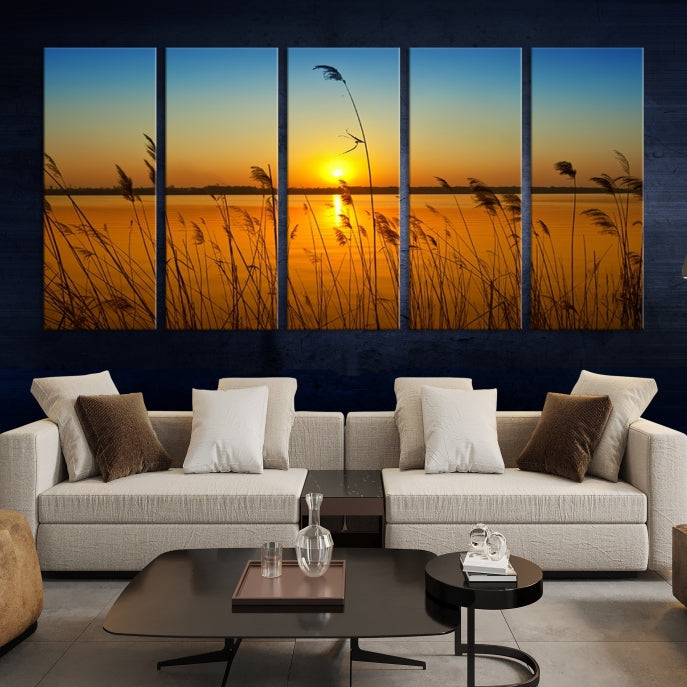 Sunset Behind the Flowers Canvas Print