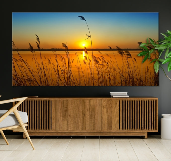 Sunset Behind the Flowers Canvas Print