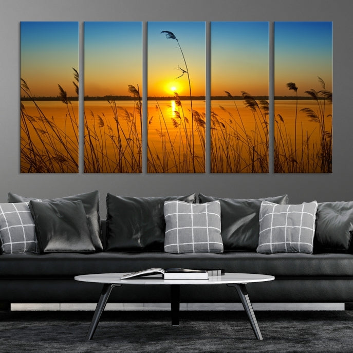 Sunset Behind the Flowers Canvas Print