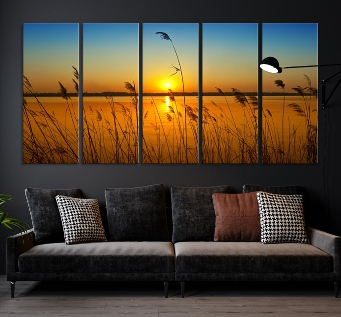 Sunset Behind the Flowers Canvas Print