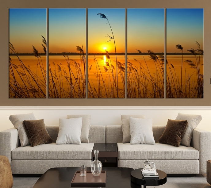 Sunset Behind the Flowers Canvas Print