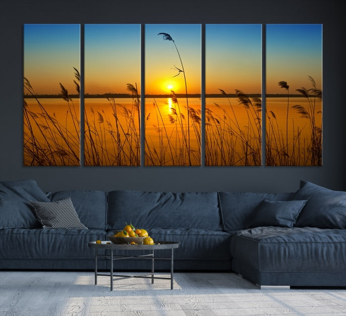 Sunset Behind the Flowers Canvas Print