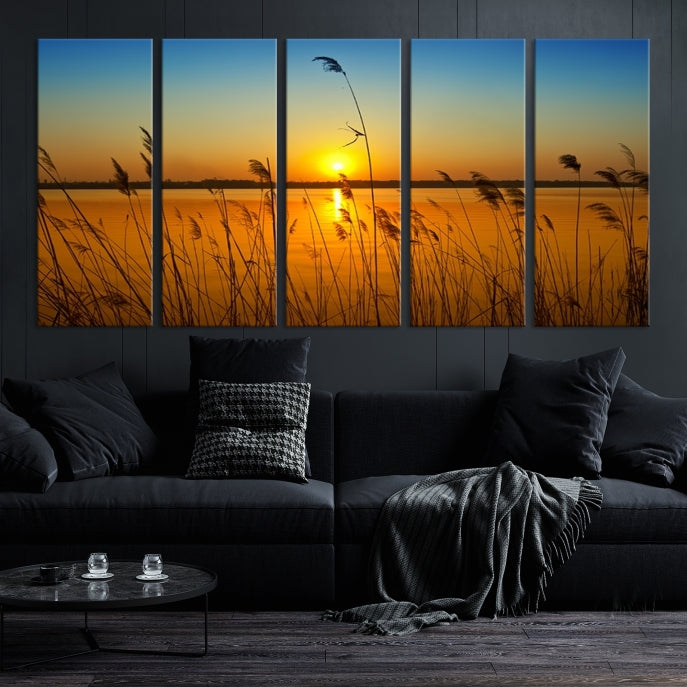 Sunset Behind the Flowers Canvas Print