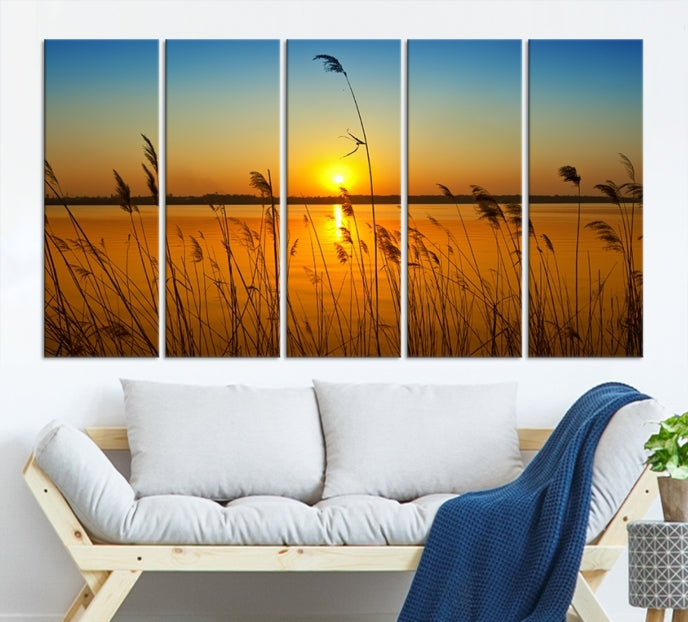 Sunset Behind the Flowers Canvas Print