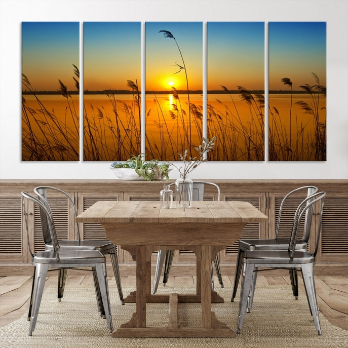 Sunset Behind the Flowers Canvas Print