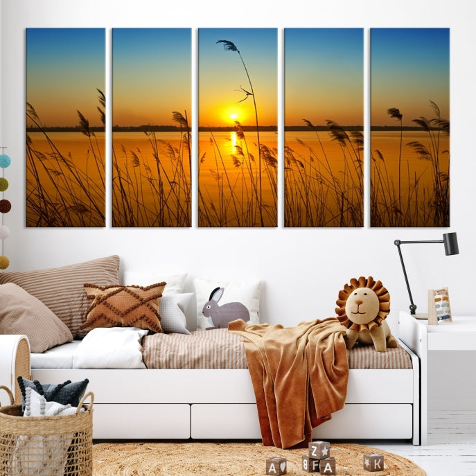 Sunset Behind the Flowers Canvas Print