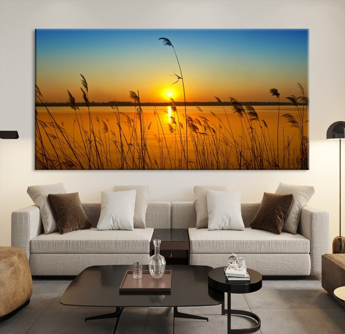 Sunset Behind the Flowers Canvas Print