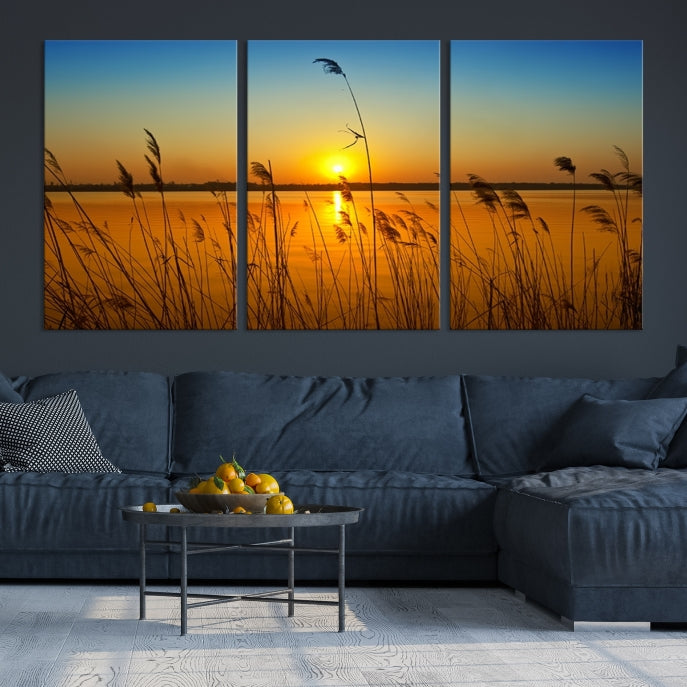 Sunset Behind the Flowers Canvas Print