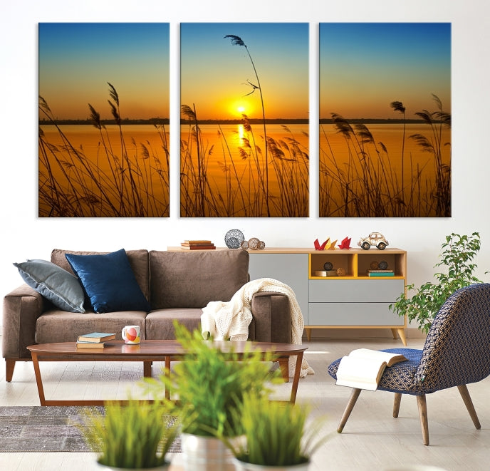 Sunset Behind the Flowers Canvas Print