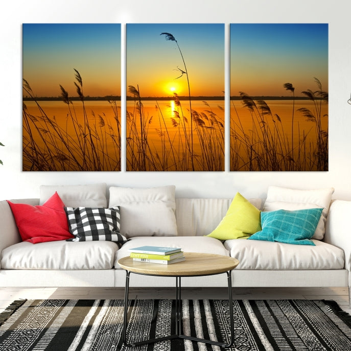 Sunset Behind the Flowers Canvas Print