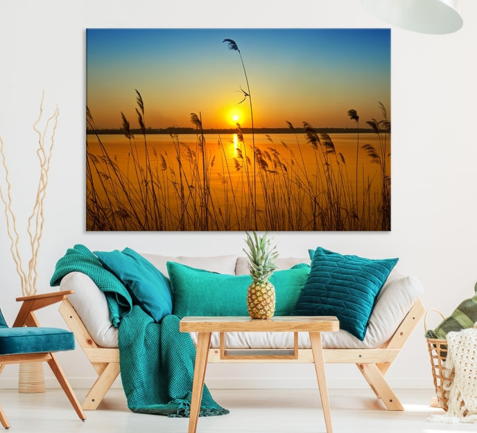 Sunset Behind the Flowers Canvas Print