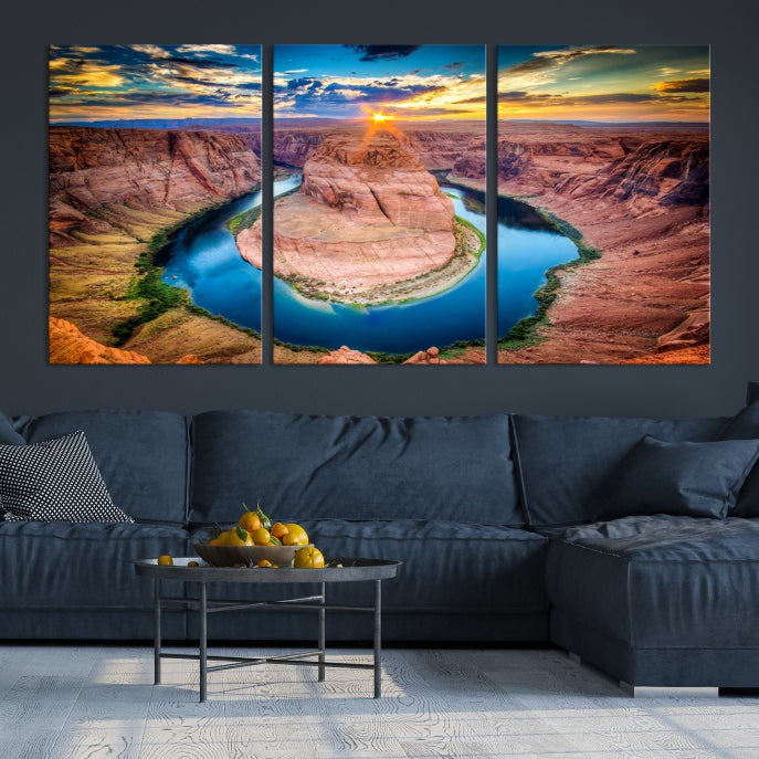 Sunset on the Horseshoe Bend Grand Canyon Large Landscape Canvas Wall Art Print