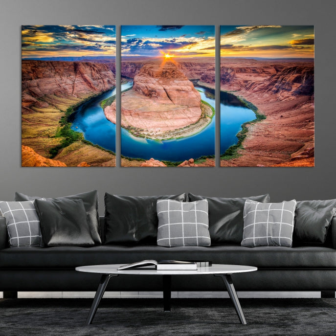 Sunset on the Horseshoe Bend Grand Canyon Large Landscape Canvas Wall Art Print