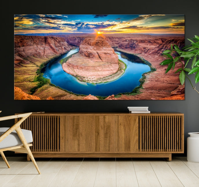 Sunset on the Horseshoe Bend Grand Canyon Large Landscape Canvas Wall Art Print