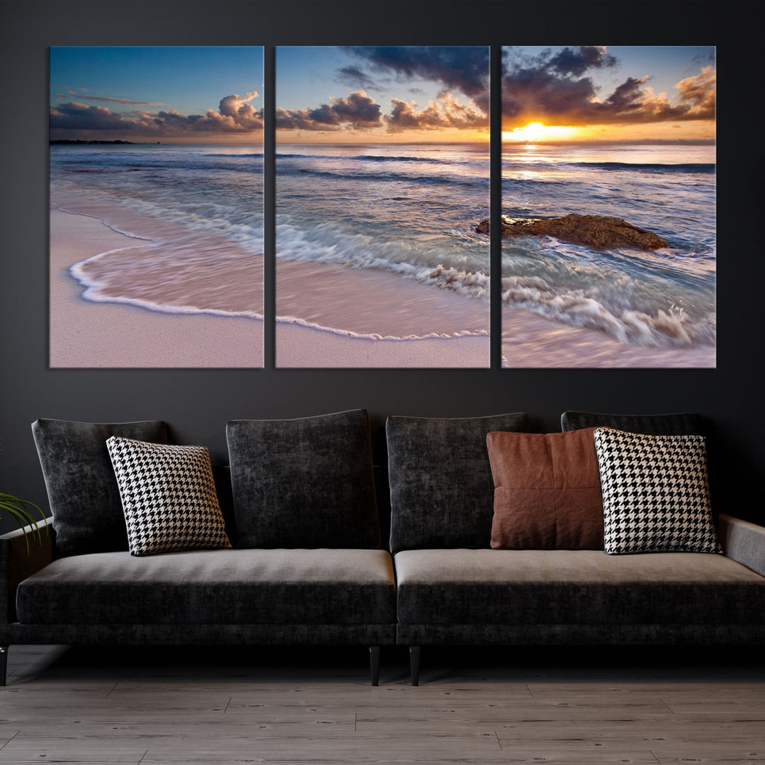 Sunset on Tropical Beach Landscape Wall Art Ocean Nature Canvas Print