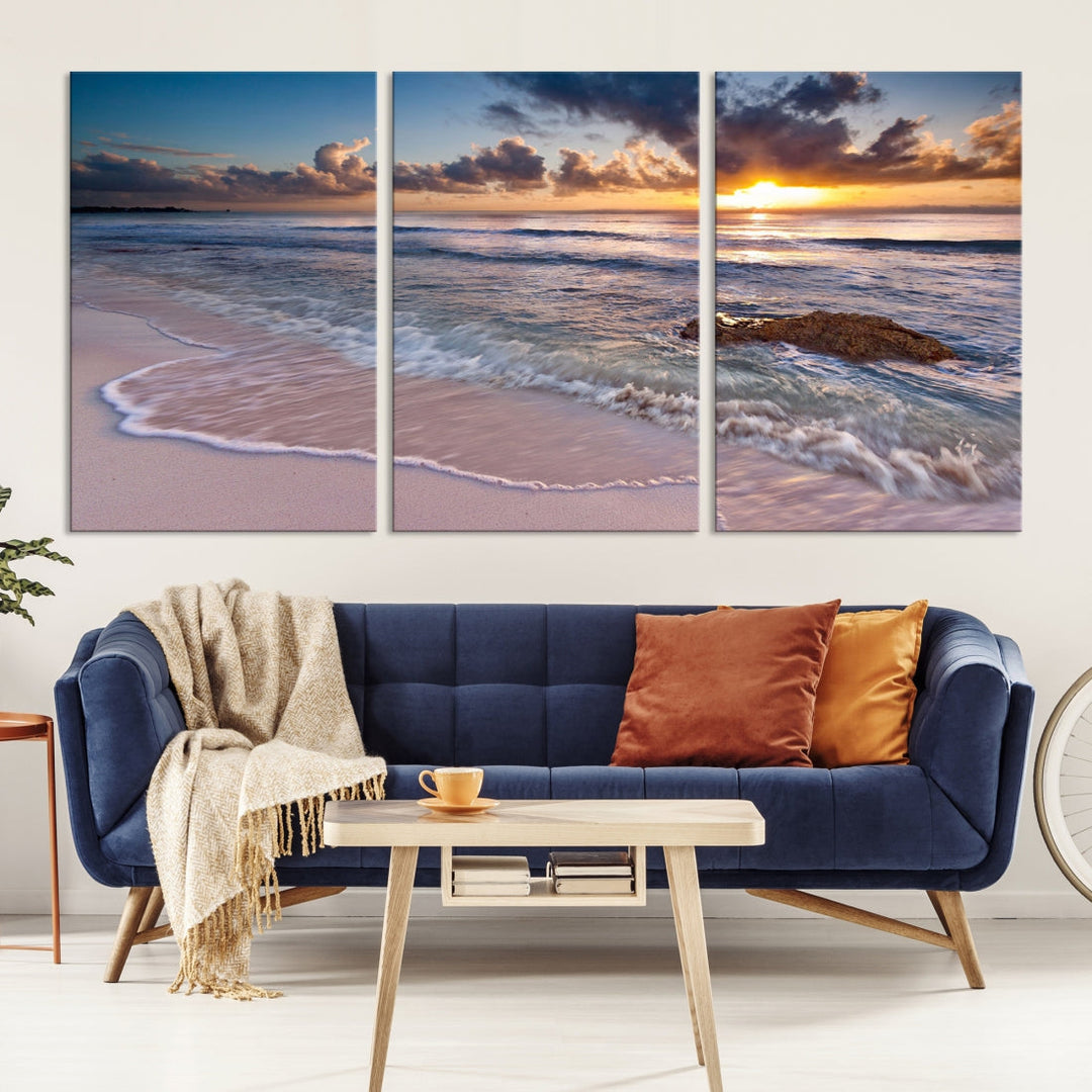 Sunset on Tropical Beach Landscape Wall Art Ocean Nature Canvas Print