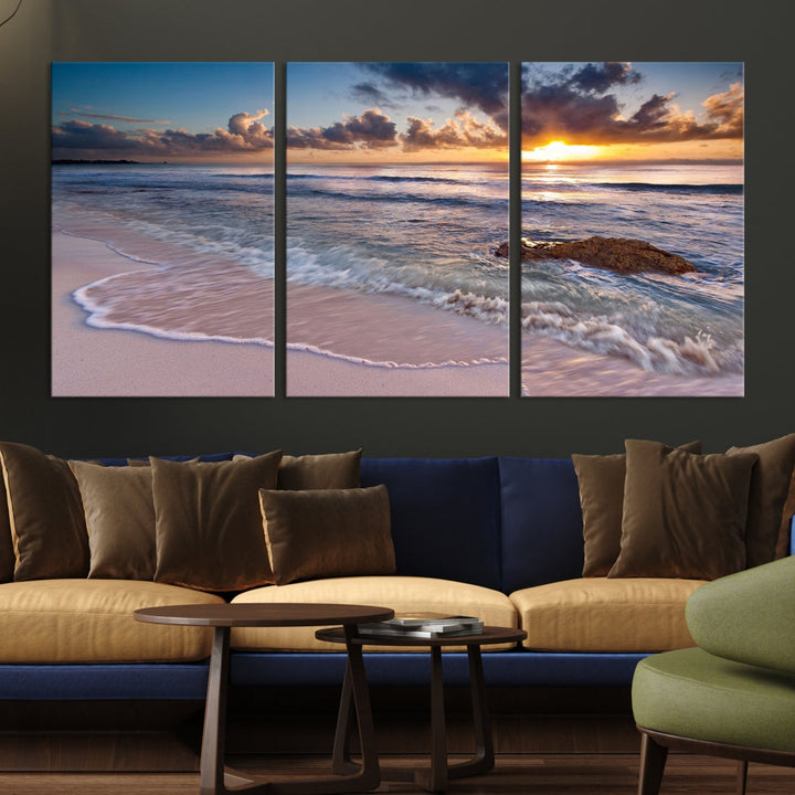 Sunset on Tropical Beach Landscape Wall Art Ocean Nature Canvas Print