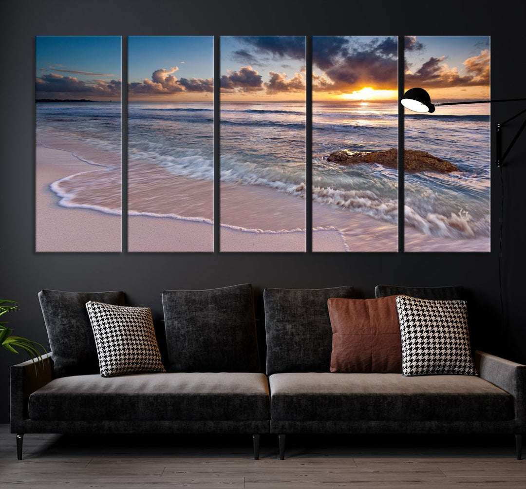 Sunset on Tropical Beach Landscape Wall Art Ocean Nature Canvas Print