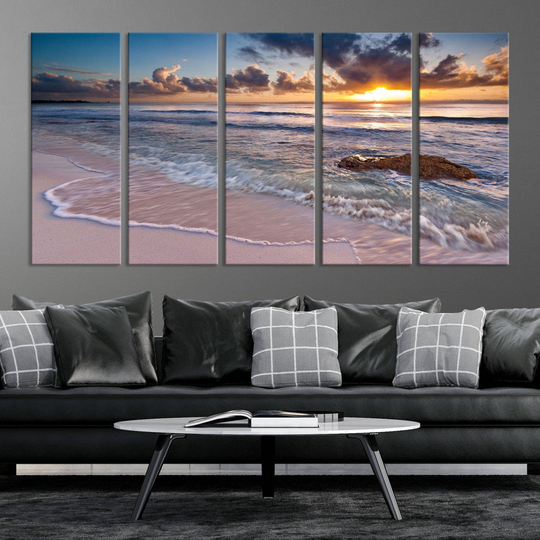 Sunset on Tropical Beach Landscape Wall Art Ocean Nature Canvas Print