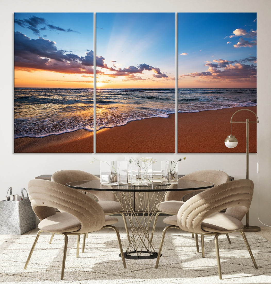 Sunset on Tropical Beach Ocean Nature Landscape Large Canvas Art Print for Office Decor