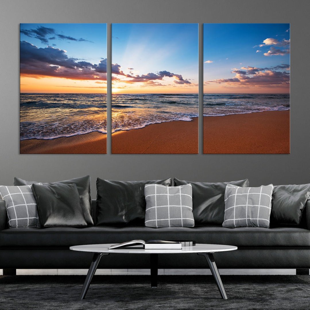 Sunset on Tropical Beach Ocean Nature Landscape Large Canvas Art Print for Office Decor