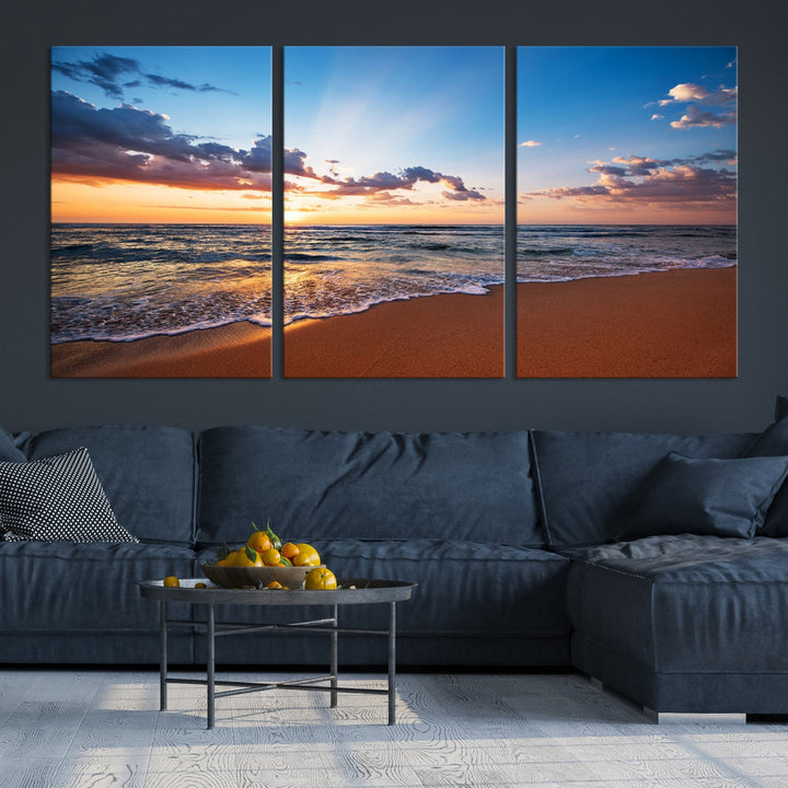 Sunset on Tropical Beach Ocean Nature Landscape Large Canvas Art Print for Office Decor