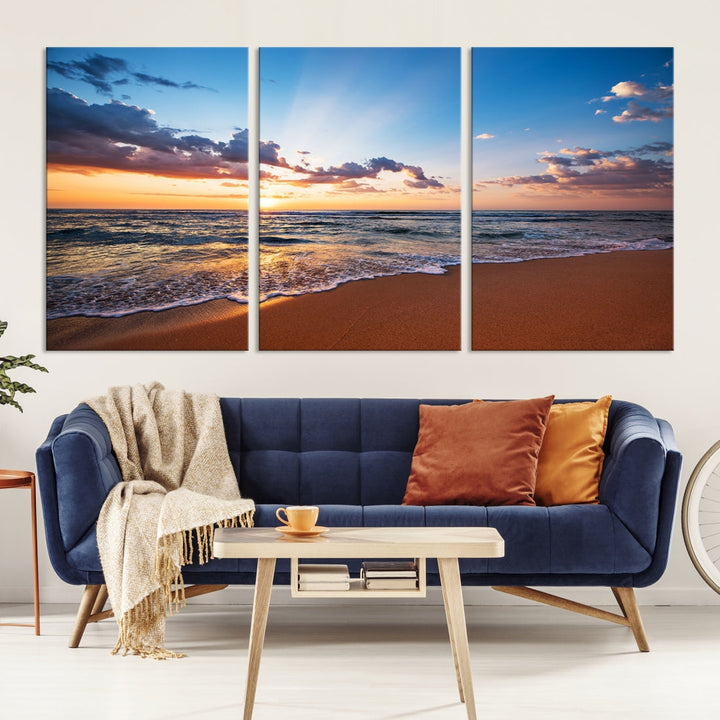 Sunset on Tropical Beach Ocean Nature Landscape Large Canvas Art Print for Office Decor