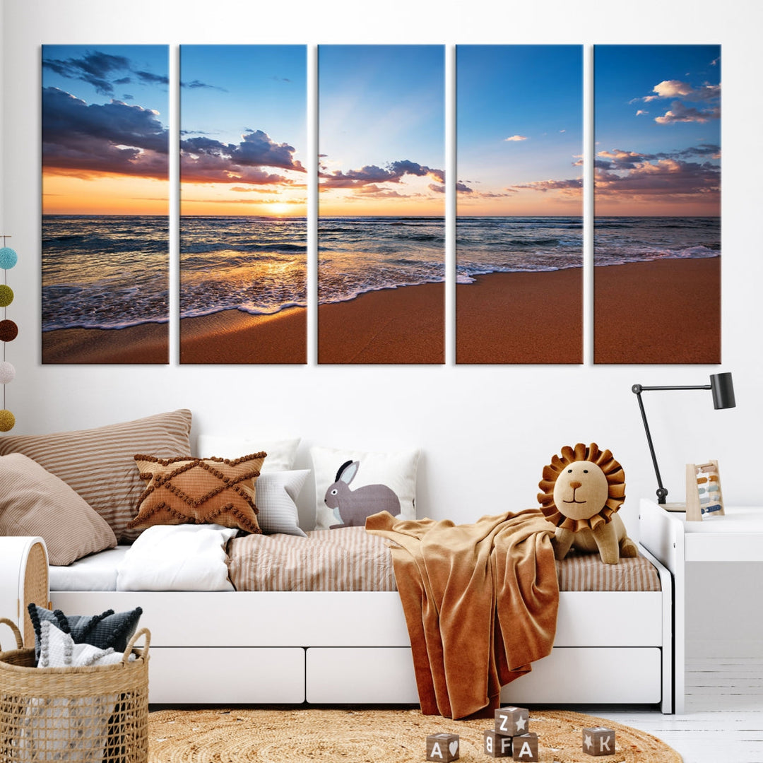 Sunset on Tropical Beach Ocean Nature Landscape Large Canvas Art Print for Office Decor