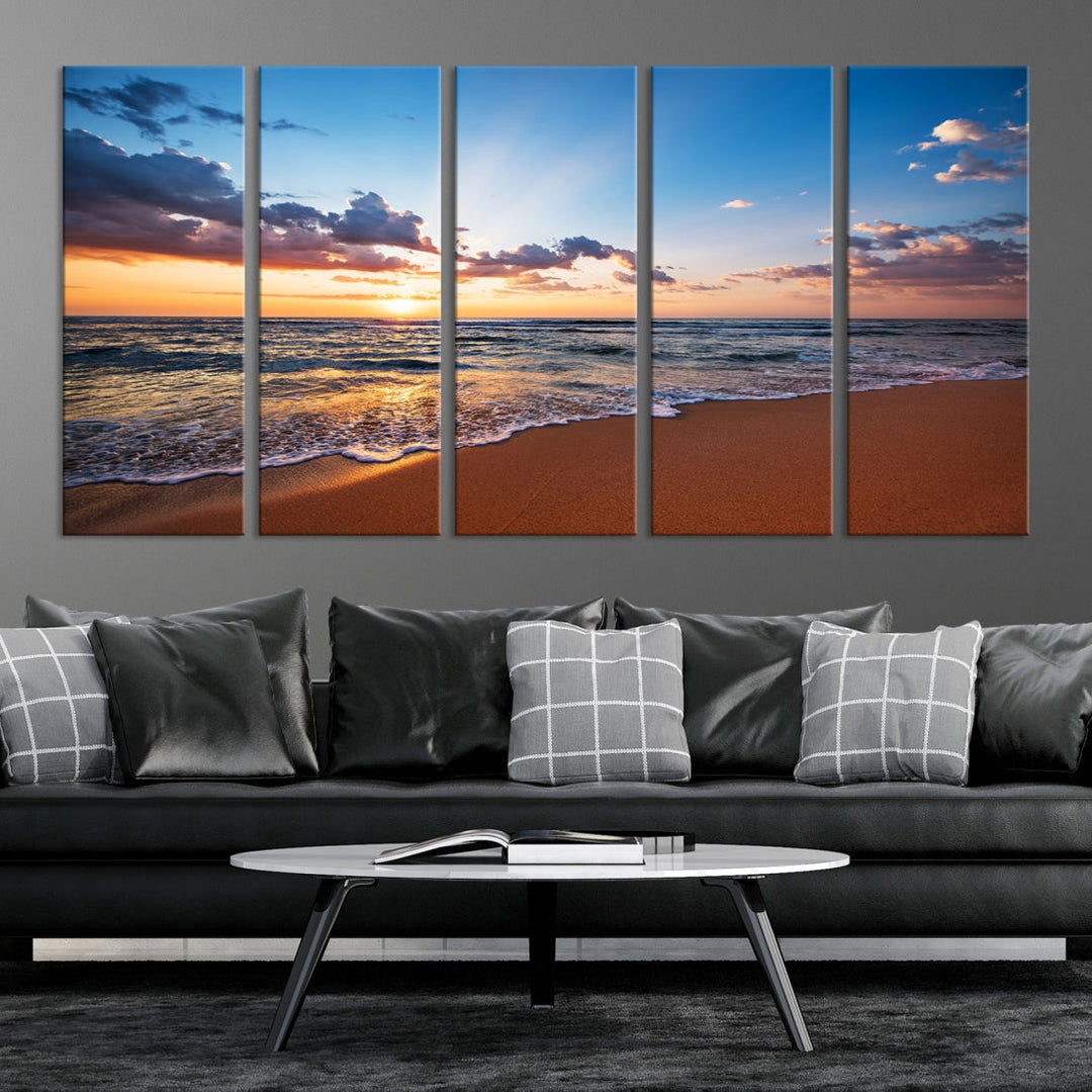 Sunset on Tropical Beach Ocean Nature Landscape Large Canvas Art Print for Office Decor