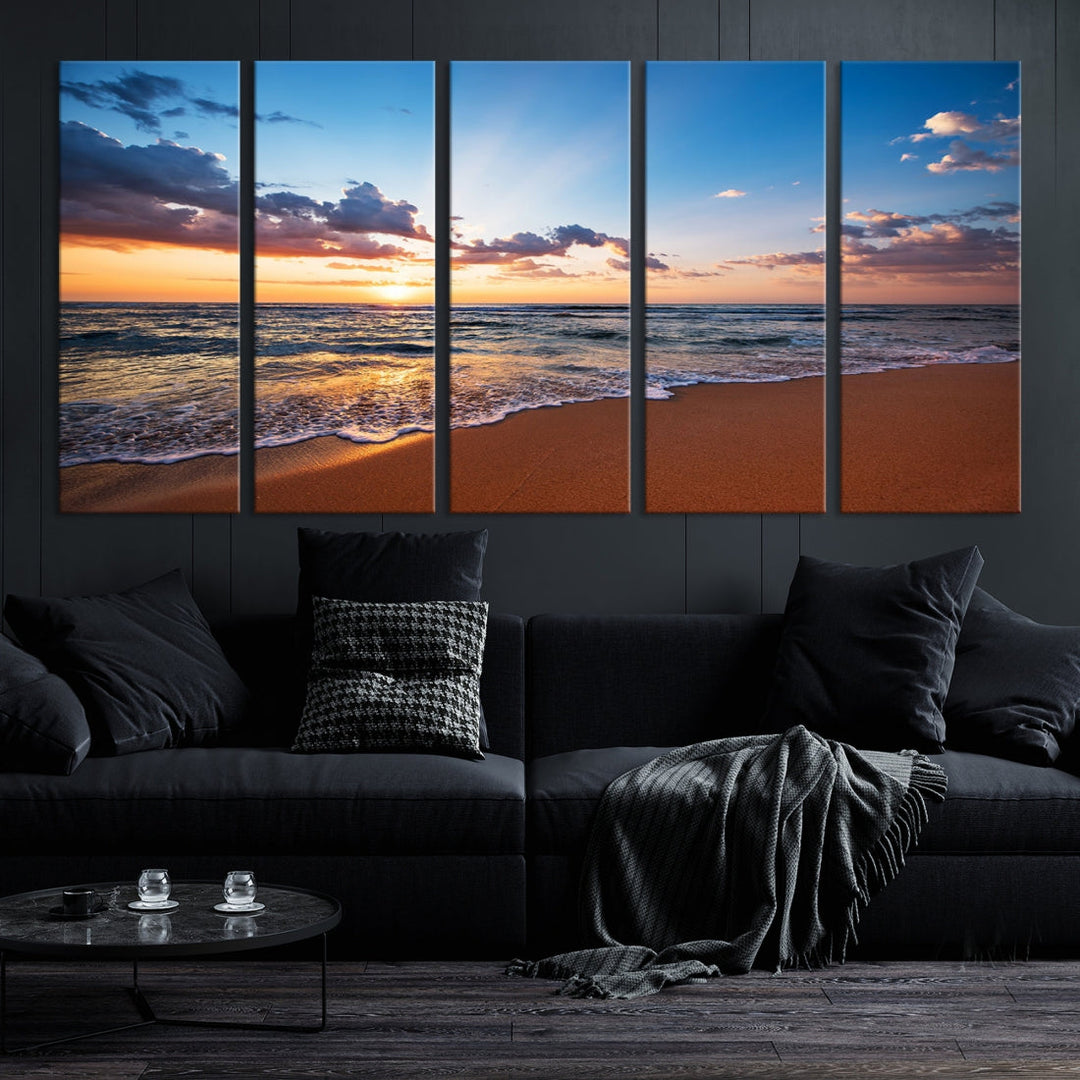 Sunset on Tropical Beach Ocean Nature Landscape Large Canvas Art Print for Office Decor