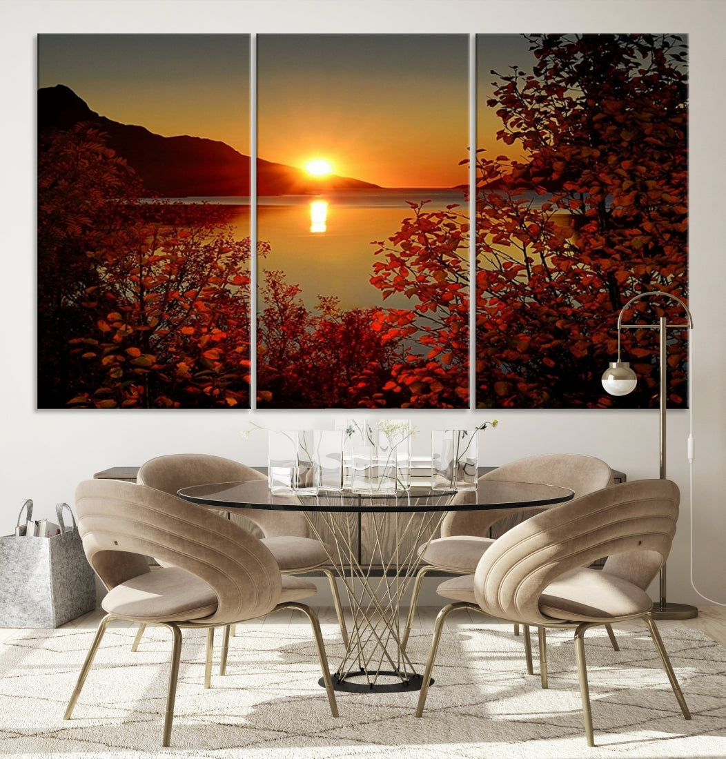 Sunset over Sea and Mountain Landscape Large Wall Art Giclee Canvas Print