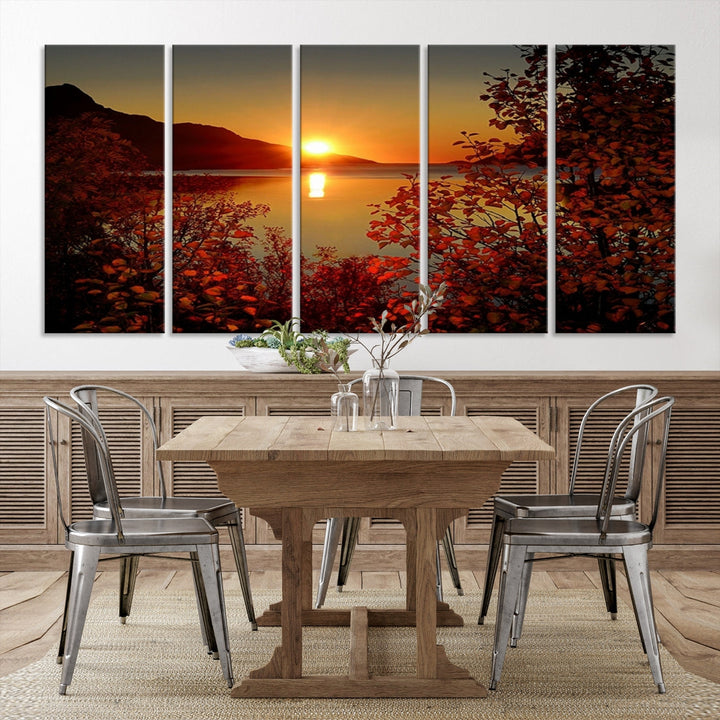 Sunset over Sea and Mountain Landscape Large Wall Art Giclee Canvas Print