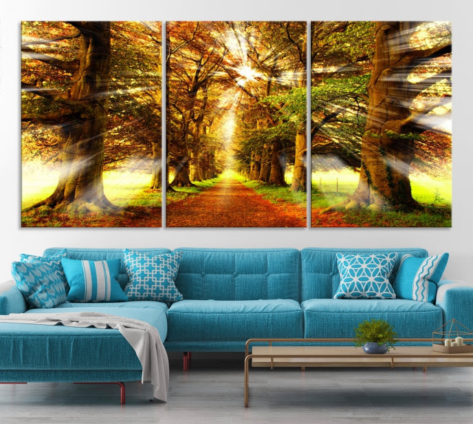 Sunshine in Forest and Trees Large Canvas Wall Art Giclee Print