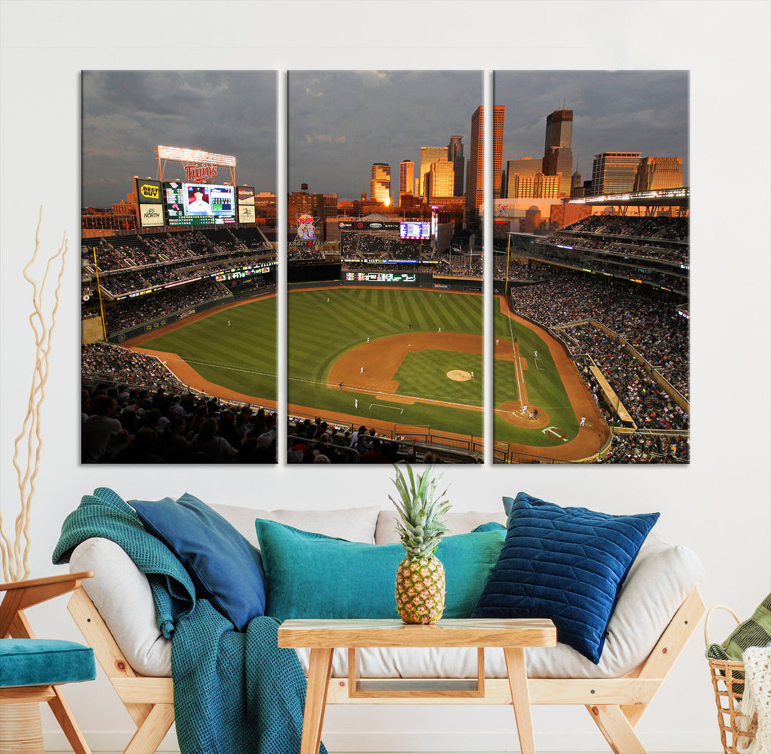 Target Field Stadium Minnesota Twins Stadium Wall Art Canvas Print, Baseball Multi Panel Wall Art Print, Sports Lovers Gifts, MLB Wall Art