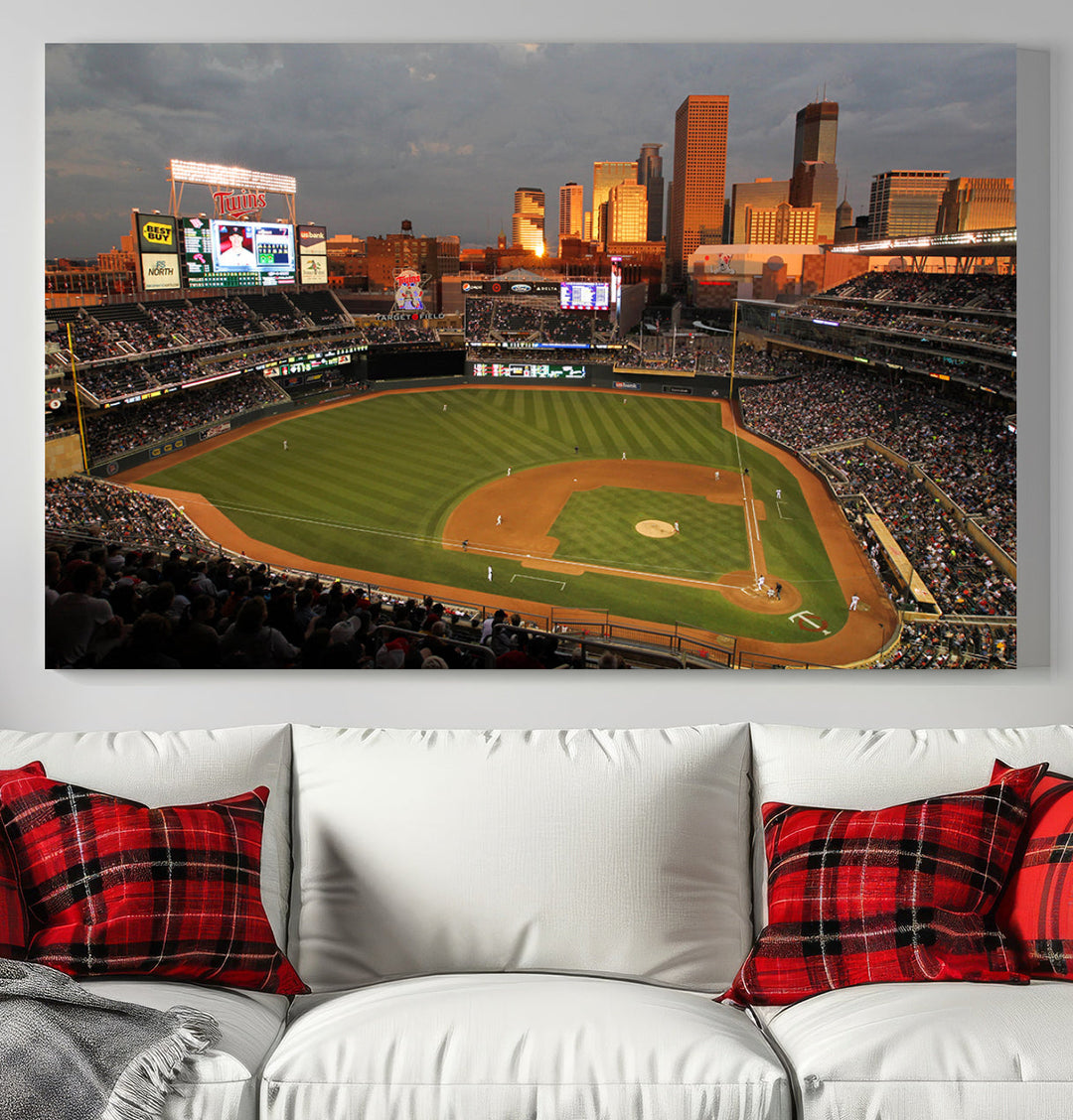 Target Field Stadium Minnesota Twins Stadium Wall Art Canvas Print, Baseball Multi Panel Wall Art Print, Sports Lovers Gifts, MLB Wall Art