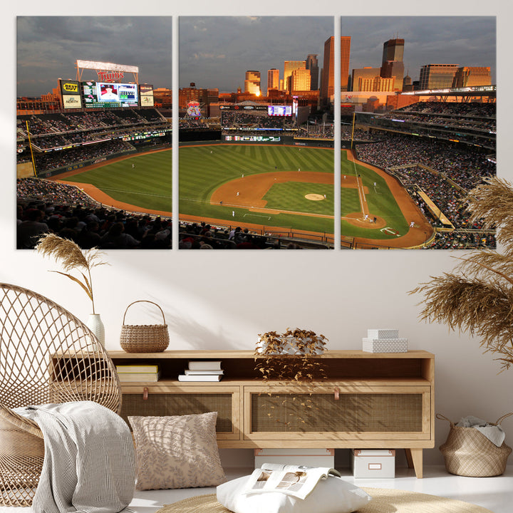 Target Field Stadium Minnesota Twins Stadium Wall Art Canvas Print, Baseball Multi Panel Wall Art Print, Sports Lovers Gifts, MLB Wall Art