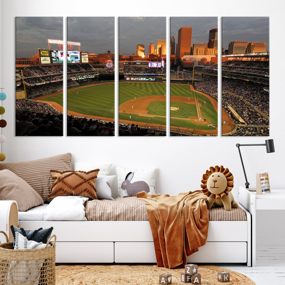 Target Field Stadium Minnesota Twins Stadium Wall Art Canvas Print, Baseball Multi Panel Wall Art Print, Sports Lovers Gifts, MLB Wall Art