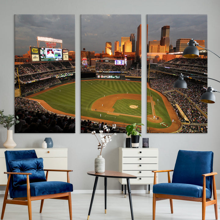 Target Field Stadium Minnesota Twins Stadium Wall Art Canvas Print, Baseball Multi Panel Wall Art Print, Sports Lovers Gifts, MLB Wall Art