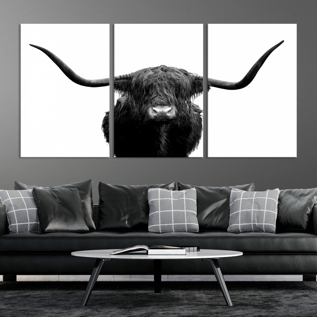 Texas Cow Big Horn Wall Art Canvas