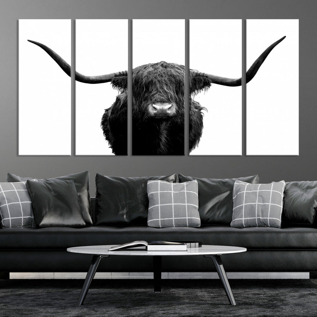 Texas Cow Big Horn Wall Art Canvas