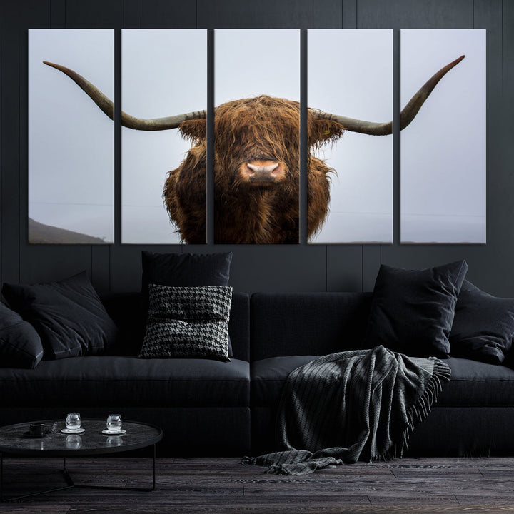 Texas Cow Big Horn Wall Art Canvas