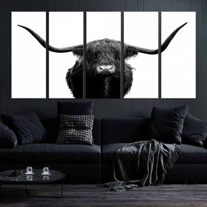 Texas Cow Big Horn Wall Art Canvas